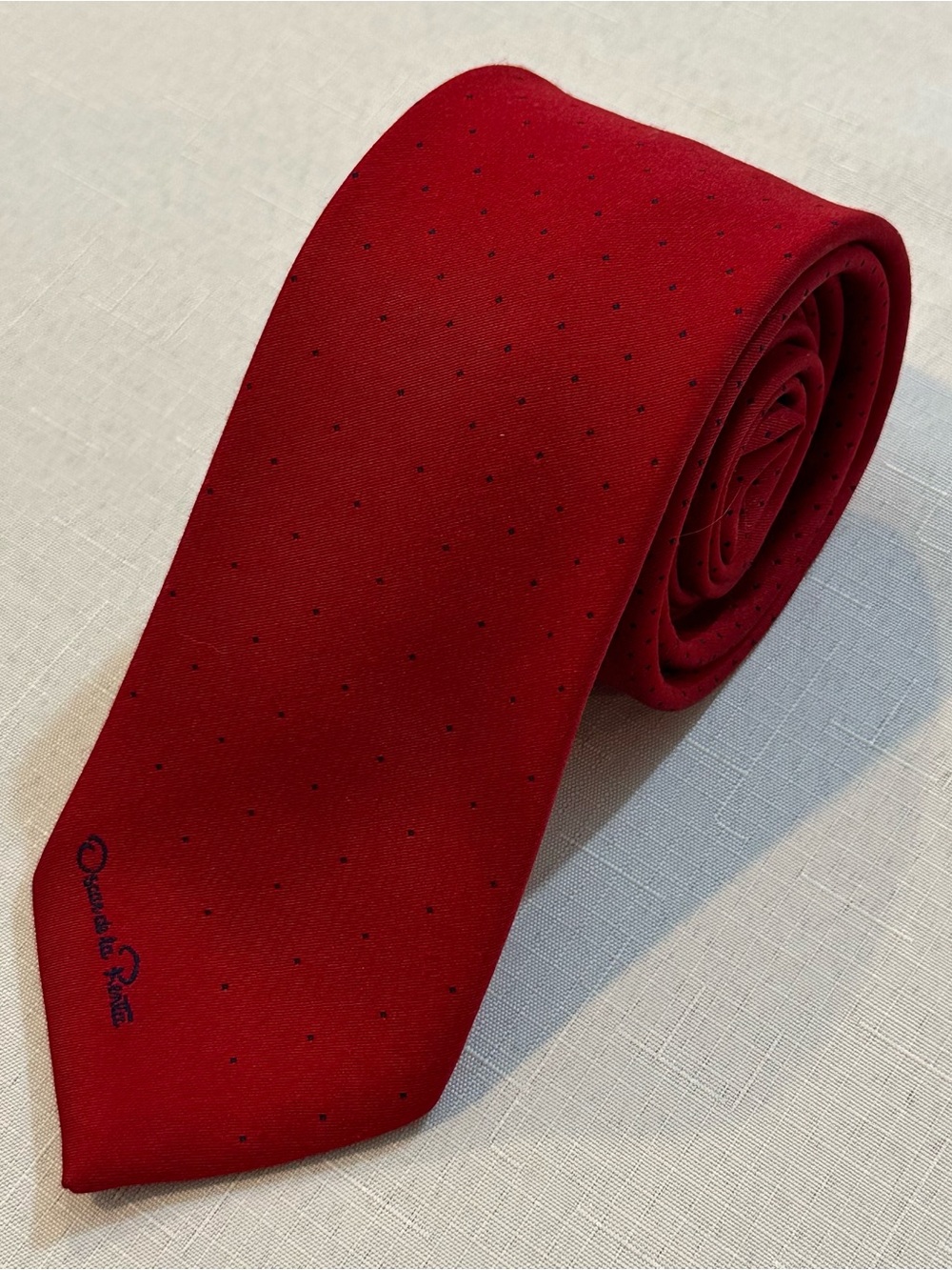 Oscar de la Renta Red Pin Dot Designer Tie